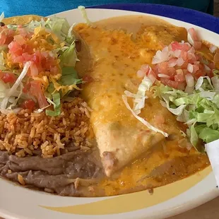 Tostada and Enchilada dish