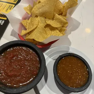 Salsa and chips with super spicy salsa