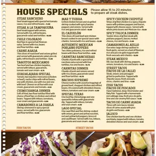 New Menu as of 3/6/2020