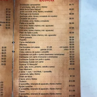 menu