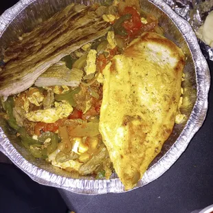 El Comal fajita no cheese or moisture at all.