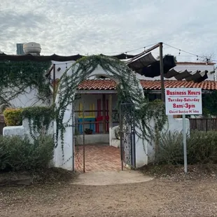 the entrance to the restaurant