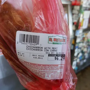 a close up of a bag of bacon