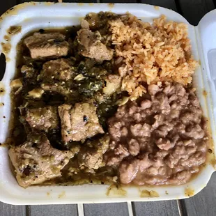 Chile Verde lunch special with tortillas. Tasty.