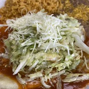Old lettuce on the enchiladas