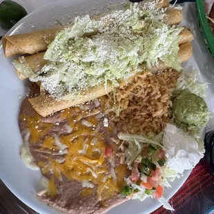 Flautas, Rice, Beans