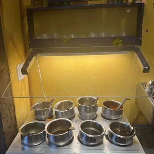 Salsa bar. Fried flour tortillas. Yummy!