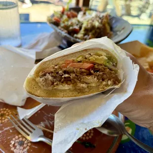 Carnitas Torta. Delicious comfort food. Served with a side of soup and complimentary chips! $14.50.