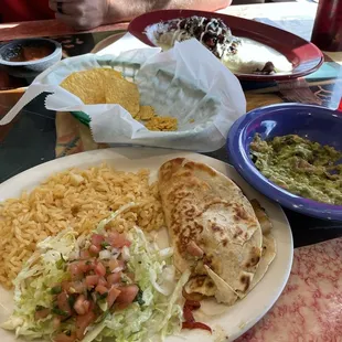 Lunch Shrimp Fajita Quesadilla, Small Side of Fresh Guacamole &amp; &quot;The&quot; Philly Burrito