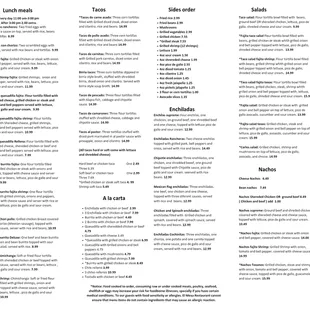 a menu for a restaurant