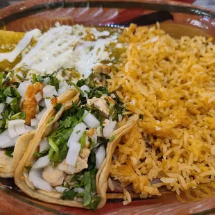 Street tacos and enchilada combo dinner