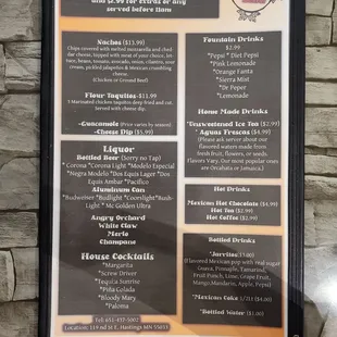 New menu. Some new items have been added