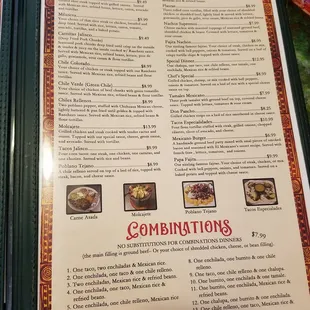 a menu for a mexican restaurant