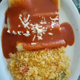 Cheese enchiladas with rice