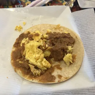Breakfast Taco - this pic is taken immediately when sat on table. It wasn't hot either. $1.49 - worth that I suppose.