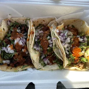 The street tacos....chorizo, el pastor, and steak.....chorizo was absolutely the best!