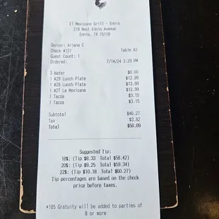 Dinner for 4 at lunch prices. The tacos are regular price.