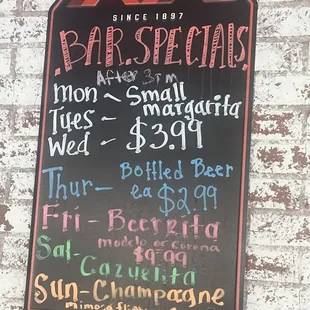 Drink specials every day-Try the Cazuelita