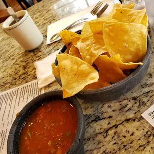 Fresh tortilla chips and salsa