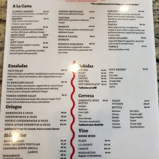 Menu (front)