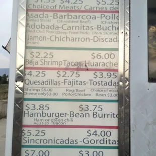 Menu listed on side of truck