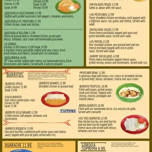 the menu for el mexicano