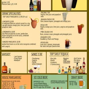 the menu for el mexicano