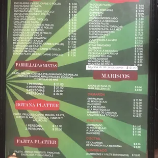 the menu