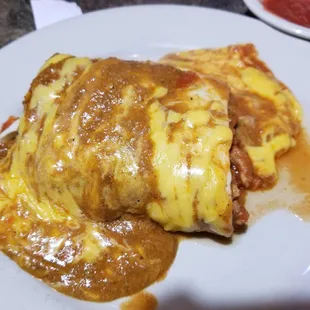 Half of a deluxe all burrito