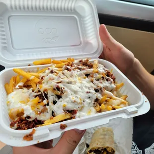 Queso and fries w/ bacon