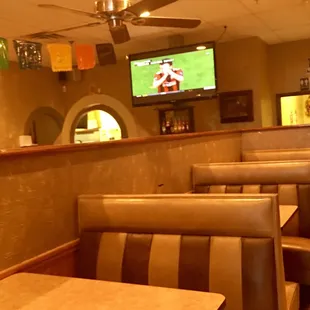 a television in a mexican restaurant