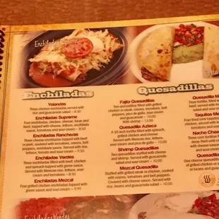 a menu for a mexican restaurant