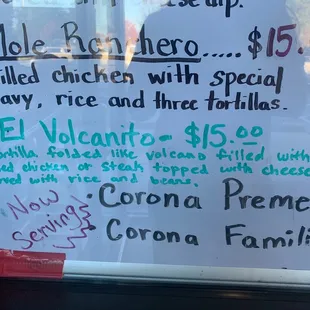 a menu for a mexican restaurant