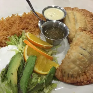 Spicy mashed potato empanadas.