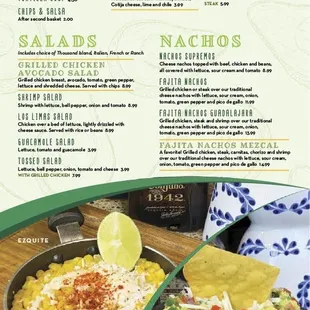 Appetizer and nacho menu