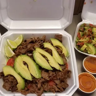 Steak Salad, Pico de gallo, and guacamole. It was so yummy.