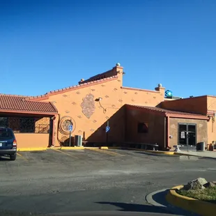the entrance to a mexican restaurant