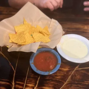 Chips, queso, and salsa