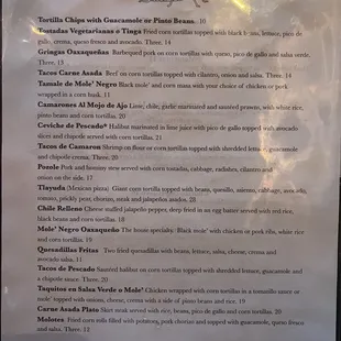 Menu as of 10/21/22