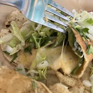 Stuffed poblano pepper taco - Chihuahua cheese