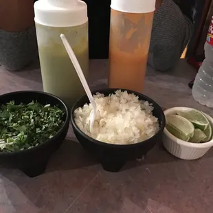 Cilantro onions green and red salsa!