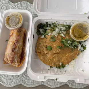 Pork tamale and carne asada mulita