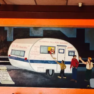 a painting of a caravan