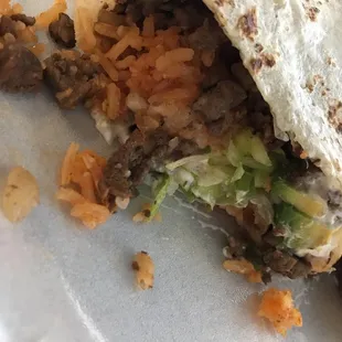 Carne asada burrito with no beans