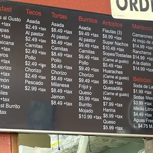 menu, sandwiches
