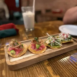 Tuna and shrimp tostadas