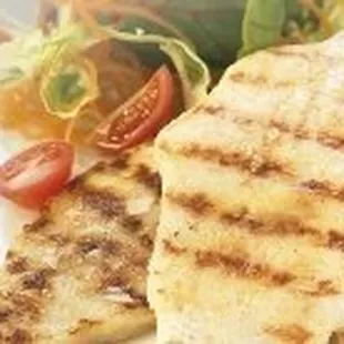 grilled flatbreads and a salad