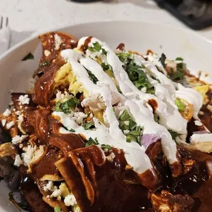 Chilaquiles en Mole are Amazaing