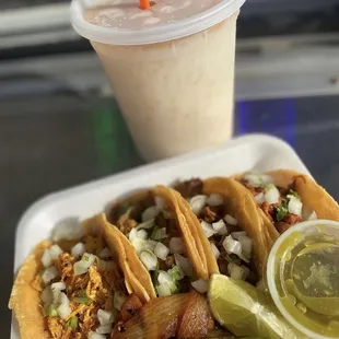 a taco and a drink