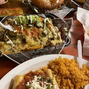Cubano Torta, Asada fries, Flautas rancheras